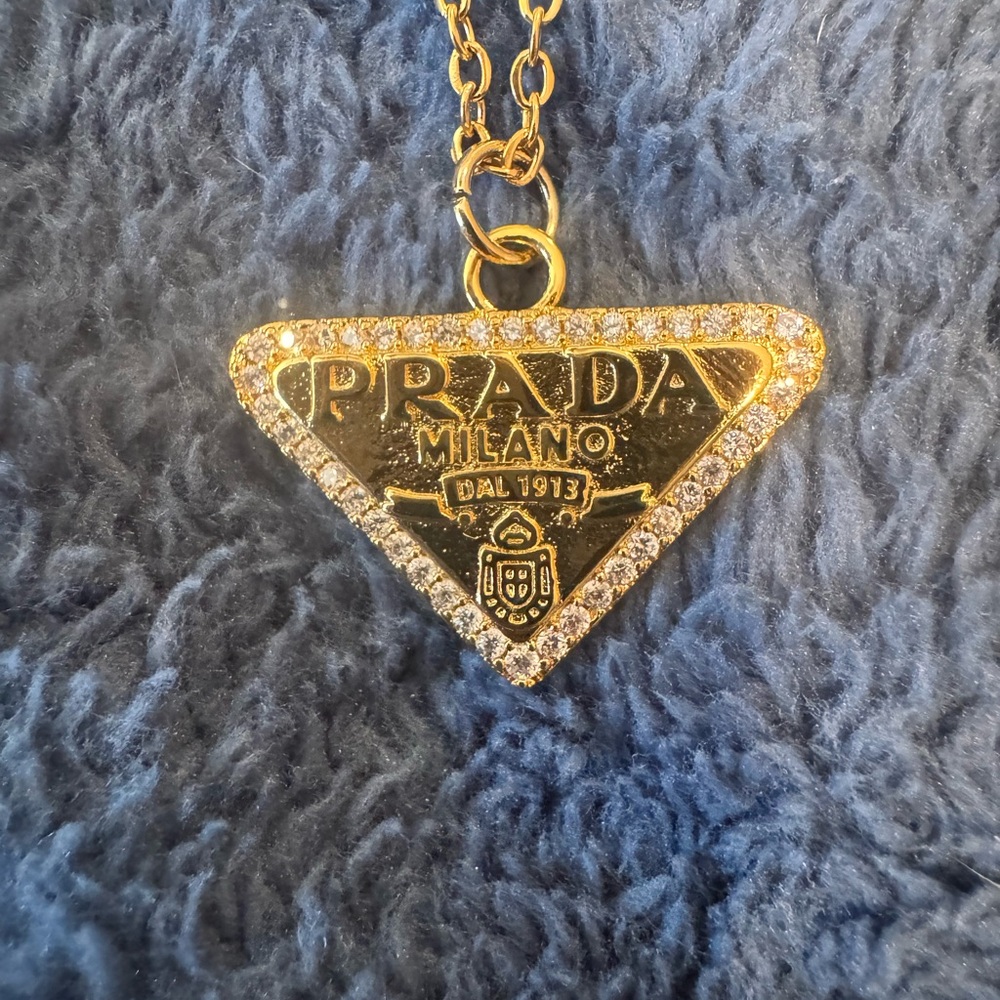 Gorgeous Prada Gold Pendant Necklace Upcycled